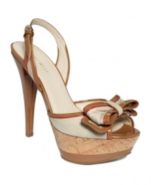 Create a tailored look from head to toe. The Chameleon platform sandals by Nine West combine patent leather and rich fabric for a preppy sensation. Create a tailored look from head to toe. The Chameleon platform sandals by Nine West combine patent leather and rich fabric for a preppy sensation.