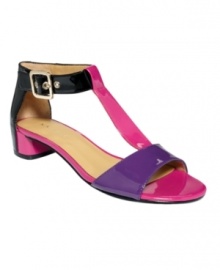 Round out your look with a simple sandal. The slightly retro style of the low-heel Briteside sandals by Nine West looks perfect in both solid and colorblocked versions. Round out your look with a simple sandal. The slightly retro style of the low-heel Briteside sandals by Nine West looks perfect in both solid and colorblocked versions.