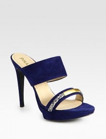 Simply divine suede slide graced by a multicolored braid adornment and shiny goldtone hardware. Self-covered heel, 4½ (115mm)Covered platform, 1 (25mm)Compares to a 3½ heel (90mm)Suede upperLeather lining and solePadded insoleMade in Italy Simply divine suede slide graced by a multicolored braid adornment and shiny goldtone hardware. Self-covered heel, 4½ (115mm)Covered platform, 1 (25mm)Compares to a 3½ heel (90mm)Suede upperLeather lining and solePadded insoleMade in Italy