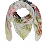 With a fantastical creature print and soft multi-coloring, McQ Alexander McQueens artful scarf lends a unique edge to any outfit - Stitched edges - Wear with an oversized tissue tee and edgy coated skinnies
