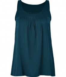 Amp up your casual look with this chic silk-blend tank from Schumacher - Round neck, sleeveless, gathering at bust and back yoke, flared silhouette, relaxed fit - Style with cropped pants, a boyfriend blazer, and platform pumps Amp up your casual look with this chic silk-blend tank from Schumacher - Round neck, sleeveless, gathering at bust and back yoke, flared silhouette, relaxed fit - Style with cropped pants, a boyfriend blazer, and platform pumps