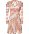 With the signature Missoni zigzag print and a retro-chic shape, this summery-hued dress boasts season-defying style - V-neck, semi-sheer, patchwork detailing, all-over pattern - Style with nude fishnets, a slim trench, and platform pumps