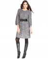 Choosing a fall outfit just got easier with this chic marled-knit sweater dress from Style&co. Three-quarter sleeves and a waist cinching belt modernize your silhouette.