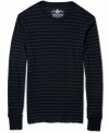 Heat up your everyday style with this warm and comfortable striped thermal shirt from American Rag.