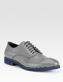 Vibrant check pattern and contrasting sole lends a cool, contemporary feel to a classic lace-up style.Leather upperLeather liningPadded insoleRubber soleMade in Italy Vibrant check pattern and contrasting sole lends a cool, contemporary feel to a classic lace-up style.Leather upperLeather liningPadded insoleRubber soleMade in Italy