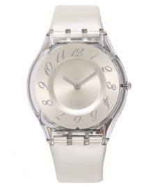 As stunning as a flawless pearl, this sophisticated Panna Montata collection Swatch watch complements day and night looks. As stunning as a flawless pearl, this sophisticated Panna Montata collection Swatch watch complements day and night looks.
