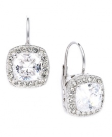 Infuse your every day look with a little shimmer. Eliot Danori's dazzling drop earrings feature cushion-cut cubic zirconias (6 ct. t.w.) set in silver tone mixed metal. Approximate drop: 1/2 inch. Infuse your every day look with a little shimmer. Eliot Danori's dazzling drop earrings feature cushion-cut cubic zirconias (6 ct. t.w.) set in silver tone mixed metal. Approximate drop: 1/2 inch.