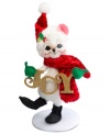 A very merry mouse says it all, wearing a velvety red scarf and Santa hat in Annalee's festively crafted Joy to the World figurine.