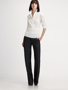Crisp creases lend polish to this wide-legged wool-blend style.Self waistband with belt loopsZip fly with hook-and-bar closureWide, creased legInseam, about 3562% wool/38% linenDry cleanImportedModel shown is 5'9 (175cm) wearing US size 4. Crisp creases lend polish to this wide-legged wool-blend style.Self waistband with belt loopsZip fly with hook-and-bar closureWide, creased legInseam, about 3562% wool/38% linenDry cleanImportedModel shown is 5'9 (175cm) wearing US size 4.