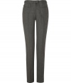 Bring trend-right style to your workweek chic with these slim flannel pants from Steffen Schraut - Button tab detailed waistband, belt loops, flap pockets, front seam at leg, back welt pockets, slim fit, straight leg - Pair with a tie-neck silk blouse, a fitted blazer, and classic pumps