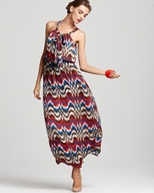 Embolden your getaway with vivid hues and vivacious style from a Parker maxi dress. Featuring a tie at the front neckline and a cool zigzag print, this flowing silhouette updates your collection for a chic 24 hours of luxury. Embolden your getaway with vivid hues and vivacious style from a Parker maxi dress. Featuring a tie at the front neckline and a cool zigzag print, this flowing silhouette updates your collection for a chic 24 hours of luxury.