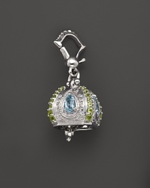 Inspired by Zen philosophy, this polished sterling silver Raja meditation bell from Paul Morelli is set with blue topaz and peridot.