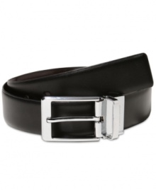 Re-versatility. This belt from Perry Ellis goes from black to brown to give you full style coverage. Re-versatility. This belt from Perry Ellis goes from black to brown to give you full style coverage.