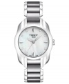 Sloping curves and diamond shimmer add feminine beauty to this T-Wave watch from Tissot.