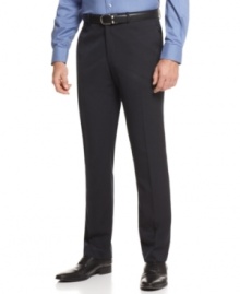 Lose a few inches without doing a thing. These slim-fit pants from Perry Ellis streamline your look. Lose a few inches without doing a thing. These slim-fit pants from Perry Ellis streamline your look.