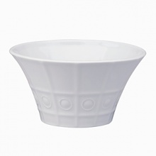 Modern in design with a raised circular pattern, made from French Limoges Porcelain. Dishwasher and microwave safe. Modern in design with a raised circular pattern, made from French Limoges Porcelain. Dishwasher and microwave safe.