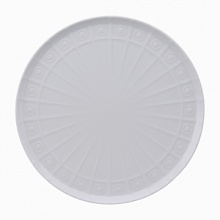 Modern in design with a raised circular pattern, made from French Limoges Porcelain. Dishwasher and microwave safe. Modern in design with a raised circular pattern, made from French Limoges Porcelain. Dishwasher and microwave safe.