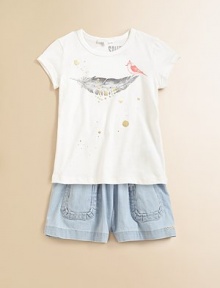 Crafted in plush cotton, this darling pair of shorts takes it up a notch with beautiful pleating in a light hue.Gathered, pleated elastic waistbandFront patch pockets98% cotton/2% elastaneMachine washImported Crafted in plush cotton, this darling pair of shorts takes it up a notch with beautiful pleating in a light hue.Gathered, pleated elastic waistbandFront patch pockets98% cotton/2% elastaneMachine washImported