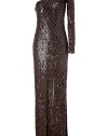 Inject high-octane glamour into your after-hours look with Rachel Zoes form-fitting sequined floor-length gown, styled with a single long sleeve for dramatic results guaranteed to make an impact - One long sleeve, hidden side zip, side slit, inside silicon band around the top for hold - Form-fitting - Wear with statement heels and a metallic box clutch