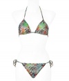 Stylish bikini made ​.​.of fine, green stretch nylon - Typical colorful Matthew Williamson print mix - Tight triangle top with padded cups and slim straps - makes a feminine d?collet? - Sexy panty, slim, with side strings to tie - A hit bikini for women with dream figures