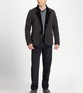 Lightweight outerwear essential, perfect when layering this season and beyond, finished with both a zip and button front finished in a smooth, resilient exterior.Zip-frontSnap-button placketChest welt, waist flap pocketsAbout 31 from shoulder to hemFully lined70% microfiber/30% nylonDry cleanImported