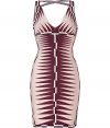 Absolutely stunning, form-fitting dress in rayon blend with a hint of stretch - Eye-catching graphic pattern in nude, brown and black - Sleeveless with soft v-neckline, sexy low back neckline - Glamourous choice for parties and events when paired with high heels and a favorite clutch