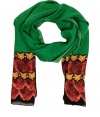 Work a cunning edge into your Downtown looks with London It-label Vassilisas fox mask printed silk scarf - Lightweight and sumptuously soft in pure, multicolor silk, long moderately wide style with graphic trim and logo detail at hem - Wrap, tie or knot around the neck or shoulders and pair with everything from jeans and leather jackets to fitted mini-dresses and blazers