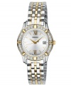 This stunning Seiko watch is embellished with shimmering Swarovski accents and golden tones.