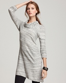 Modern details like a drapey cowl neckline and striking asymmetrical hem take this Hard Tail top to next-level chic. Modern details like a drapey cowl neckline and striking asymmetrical hem take this Hard Tail top to next-level chic.