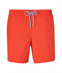 A brand original style since the 70s, Vilebrequins Moorea swim trunks are as iconic as they are cool - Waterproof elastic waistband, back flap pocket, side slit pockets, back eyelets for release of water, durable drawstring cord with stainless metal aglets, interior cotton briefs - Classic slim fit - Wear in the water, or post-swim with a polo and flip-flops - Comes with a logo printed drawstring pouch