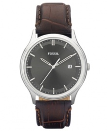 Put your trust in this Dress collection watch by Fossil and look sharp on those special occasions. Put your trust in this Dress collection watch by Fossil and look sharp on those special occasions.