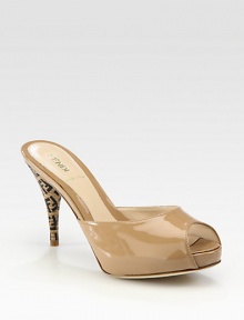 Gorgeous patent leather peep-toe modernized by a logo-detail heel.Stacked heel, 4 (100mm) Hidden platform, 1 (25mm) Compares to a 3 heel (75mm) Slip-on style Leather lining and sole Padded insole Made in ItalyOUR FIT MODEL RECOMMENDS ordering true size.. Additional Information Women's Shoe Size Guide (International Equivalents) Gorgeous patent leather peep-toe modernized by a logo-detail heel.Stacked heel, 4 (100mm) Hidden platform, 1 (25mm) Compares to a 3 heel (75mm) Slip-on style Leather lining and sole Padded insole Made in ItalyOUR FIT MODEL RECOMMENDS ordering true size.. Additional Information Women's Shoe Size Guide (International Equivalents)