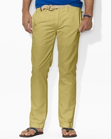 Tailored for a trim fit with a slim, tapered leg, the Officer's pant is rendered in gently faded cotton twill for well-worn style and comfort.