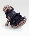 A pretty little outfit for your pretty little pup, complete with signature embroidery and ruffles at the neckline and down the back. Zip closure Logo embroidery Cotton/polyester Spot clean Imported Available sizes include XSmall (2-4 lbs.), Small (4-7½ lbs.), Medium (7½-8½ lbs.), Large (8½-12 lbs.), XLarge (12-14 lbs.) 