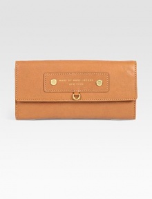 A classic flap-front silhouette of ultra-smooth leather with a center signature logo stamp. Flap-snap closureOne inner zip compartmentOne inside open pocketTwelve credit card slotsFully lined7¾W X 4H X 1DImported A classic flap-front silhouette of ultra-smooth leather with a center signature logo stamp. Flap-snap closureOne inner zip compartmentOne inside open pocketTwelve credit card slotsFully lined7¾W X 4H X 1DImported