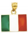 Show pride in your country. This polished red, white and green enamel Italy flag is crafted in 14k gold. Chain not included. Approximate length: 4/5 inch. Approximate width: 7/10 inch.