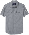 Step up your casual style with this rad button-front shirt from Ecko Unltd.