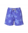 Make a splash this summer with Vilebrequins boys blue swim trunks - Lightweight, fast-drying synthetic material - Fun, seasonal turtle print - Classic boxer cut with elasticated waist and drawstring tie - Slimmer, straight cut hits mid-thigh - Slash pockets at sides, flap pocket at rear - Perfect for your next getaway to the beach or the pool