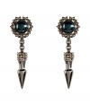 Give your look a polish of hard-edge glamour with Mawis statement spike earrings - Crystal surrounded petrol-colored costume pearl, hematite-plated brass - For pierced ears - Wear with everything from jeans and tees to cocktail frocks with swept-up hair