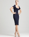 Zac Posen Dress - Cap Sleeve Fitted Square Neck