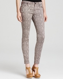 Make a statement in snakeprint with these sleek, on-trend jeans--essential to your denim collection. Make a statement in snakeprint with these sleek, on-trend jeans--essential to your denim collection.