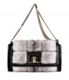 Go for the epitome of pure luxury this season with Emilio Puccis exquisite shoulder bag, detailed in a textural mix of mink fur, crocodile and luxe leathers - Flap with gold-toned logo-engraved turnlock closure, gold-toned chain-link shoulder strap, inside back wall slot pocket - Carry to your most extravagant evening affairs