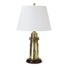 Fashioned after an old lighthouse, this lamp in natural brass gives some wanted maritime flare to any room. Fashioned after an old lighthouse, this lamp in natural brass gives some wanted maritime flare to any room.