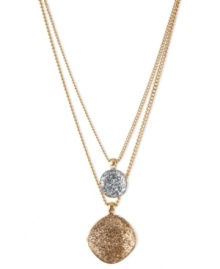 Double your pleasure with this two-row necklace from Kenneth Cole New York. Crafted from gold-tone mixed metal with hematite glitter overlay, the necklace and accents have a lustrous effect. Item comes packaged in a signature Kenneth Cole New York Gift Box. Approximate length: 16 inches + 3-inch extender. Approximate drop: 2 inches. Double your pleasure with this two-row necklace from Kenneth Cole New York. Crafted from gold-tone mixed metal with hematite glitter overlay, the necklace and accents have a lustrous effect. Item comes packaged in a signature Kenneth Cole New York Gift Box. Approximate length: 16 inches + 3-inch extender. Approximate drop: 2 inches.