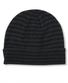 Nautica makes waves by updating the classic watch cap with subtle all-over stripes. Nautica makes waves by updating the classic watch cap with subtle all-over stripes.