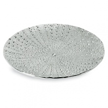 This gorgeously textured platter renders the intricate pattern of a sea urchin shell in nickel plate. This gorgeously textured platter renders the intricate pattern of a sea urchin shell in nickel plate.