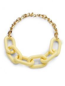 THE LOOKLink designResin and 22k goldplatedS hook closureTHE MEASUREMENTWidth, about 1½Length, about 19ORIGINImported THE LOOKLink designResin and 22k goldplatedS hook closureTHE MEASUREMENTWidth, about 1½Length, about 19ORIGINImported