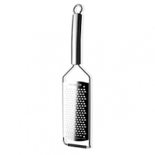 Professional Series Graters feature all 18/8 stainless steel construction with non-slip rubber foot for easier, more secure grating. Recommended for grating chocolate, hard cheese, coconut, ginger, and garlic. Great for small flecks, ideal on salads. Professional Series Graters feature all 18/8 stainless steel construction with non-slip rubber foot for easier, more secure grating. Recommended for grating chocolate, hard cheese, coconut, ginger, and garlic. Great for small flecks, ideal on salads.