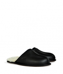 Lounge in comfort and style in these ultra-luxe shearling lined slippers from UGG Australia - Smooth leather upper, shearling lining, slip-on style - Pair with silk pajamas and a cozy robe Lounge in comfort and style in these ultra-luxe shearling lined slippers from UGG Australia - Smooth leather upper, shearling lining, slip-on style - Pair with silk pajamas and a cozy robe