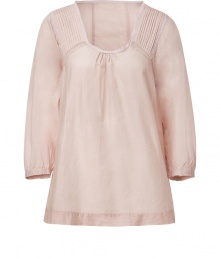 Breathe new life into your day look with this effortlessly chic top - Round neck with gathering, stitching detail at shoulders, three-quarter sleeves, relaxed silhouette - Pair with cropped trousers, pumps, and a crossbody bag Breathe new life into your day look with this effortlessly chic top - Round neck with gathering, stitching detail at shoulders, three-quarter sleeves, relaxed silhouette - Pair with cropped trousers, pumps, and a crossbody bag